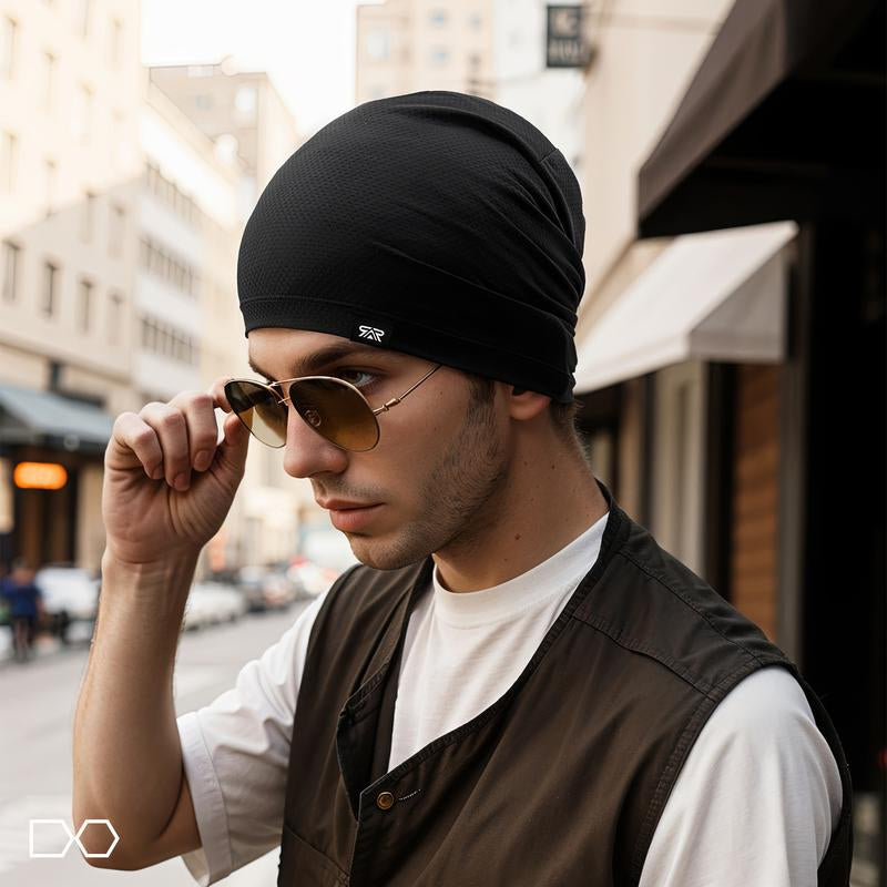 Longlong Breathable Skull Cap Men Do-Rag Lightweight Sweat Wicking Hat Head Wrap under Helmet Liner for Motorcycle Running Bandana Cycling
