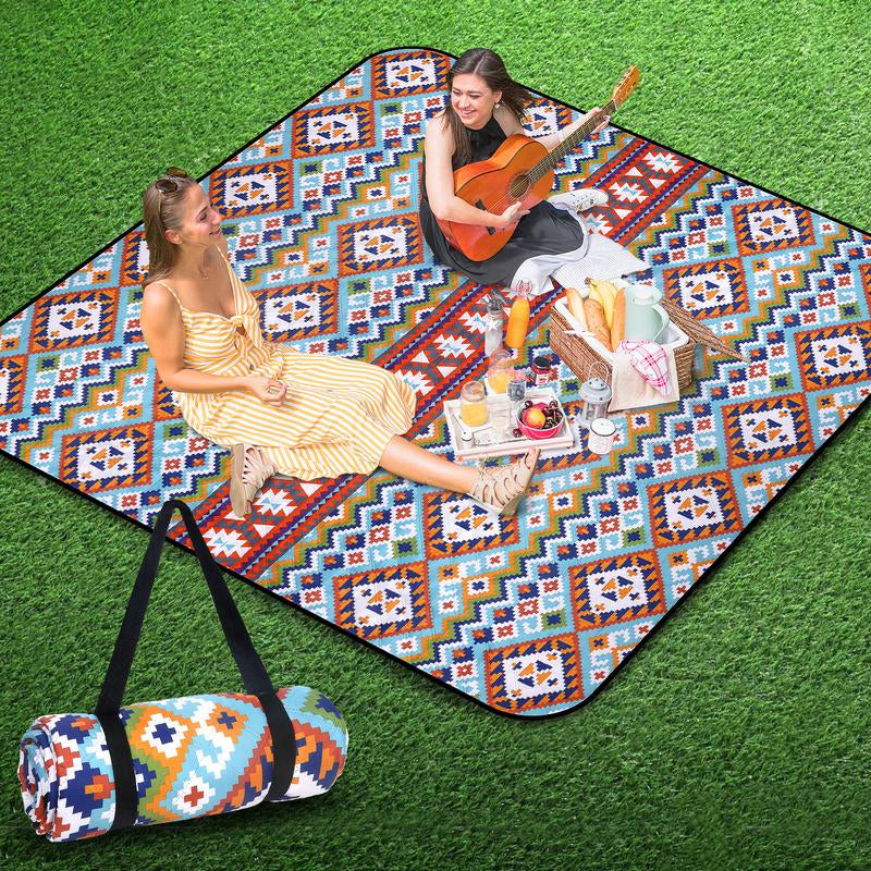 Hap Tim Extra Large Outdoor Picnic Blanket 80" X 80" Waterproof Lightweight Foldable Blanket Picnic Mat for Beach, Camping Grass Lawn Park Accessories Fathers Day Gift