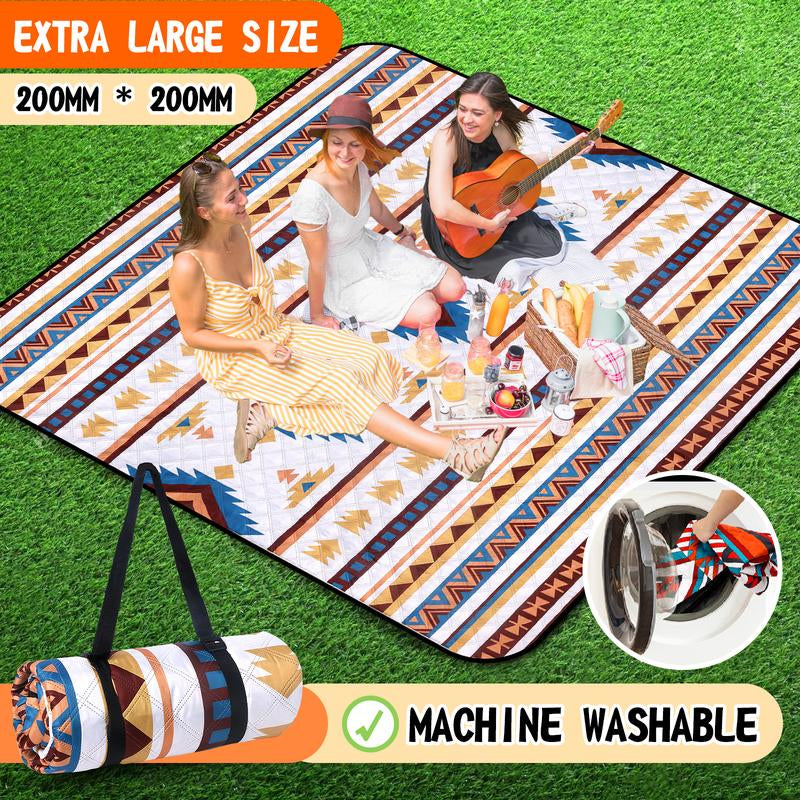 Hap Tim Extra Large Outdoor Picnic Blanket 80" X 80" Waterproof Lightweight Foldable Blanket Picnic Mat for Beach, Camping Grass Lawn Park Accessories Fathers Day Gift