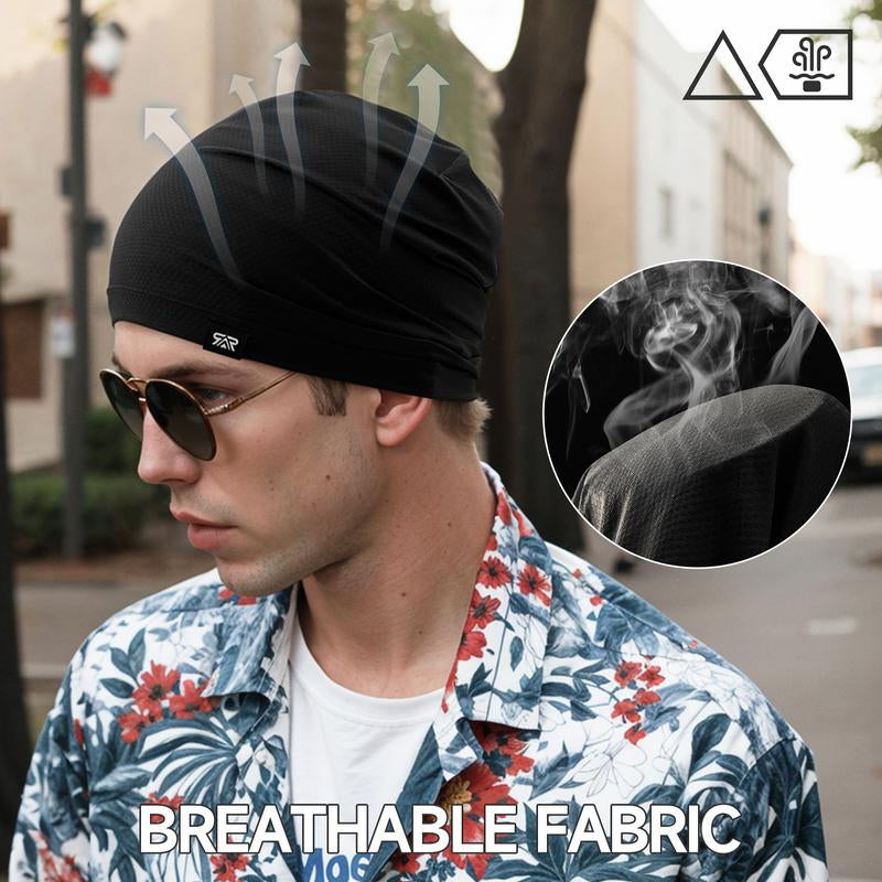 Longlong Breathable Skull Cap Men Do-Rag Lightweight Sweat Wicking Hat Head Wrap under Helmet Liner for Motorcycle Running Bandana Cycling