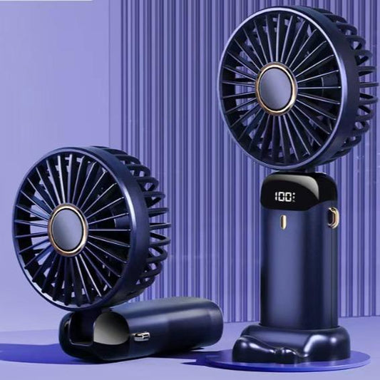 Summer Gift-Koonie Portable Handheld Fan, Battery Operated Fan with Base, 8 Hours, Digital Display, 5 Speeds, 90° Ajustable, Rechargeable Mini Fan for Outdoor Indoor